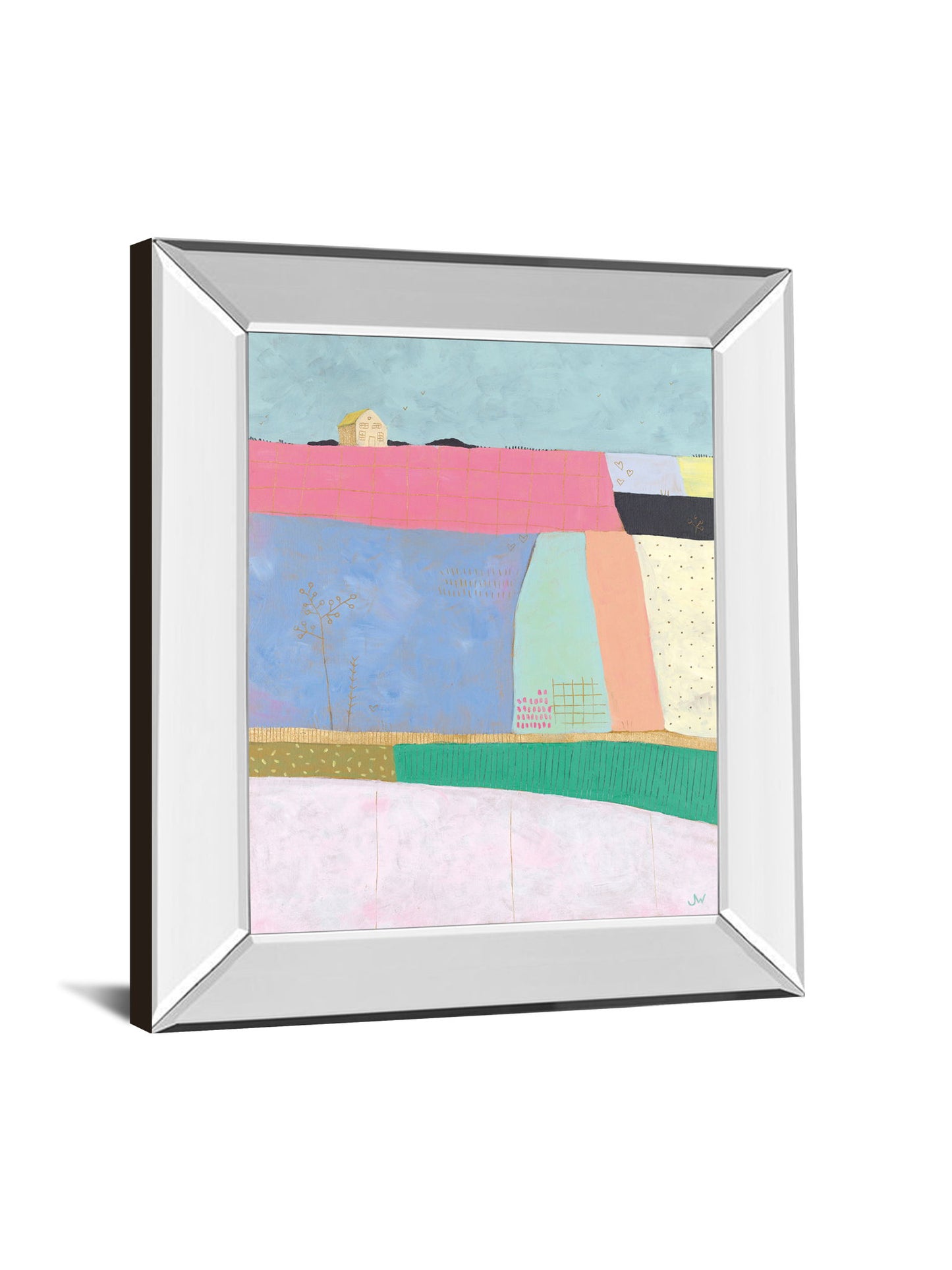 Live Colorfully-Patchwork By Joelle Wehkamp - Mirror Framed Print Wall Art - Light Blue