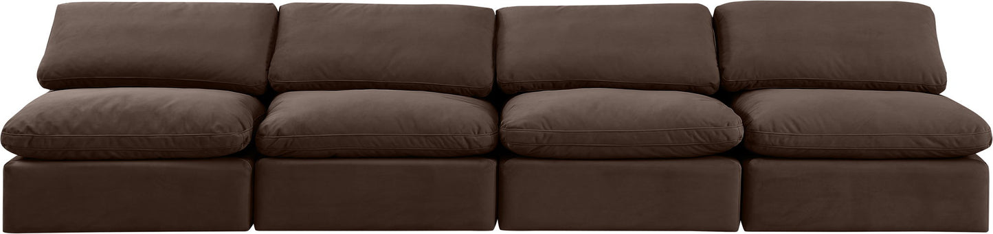 Indulge - Velvet 4 Seat Modular Armless Sofa