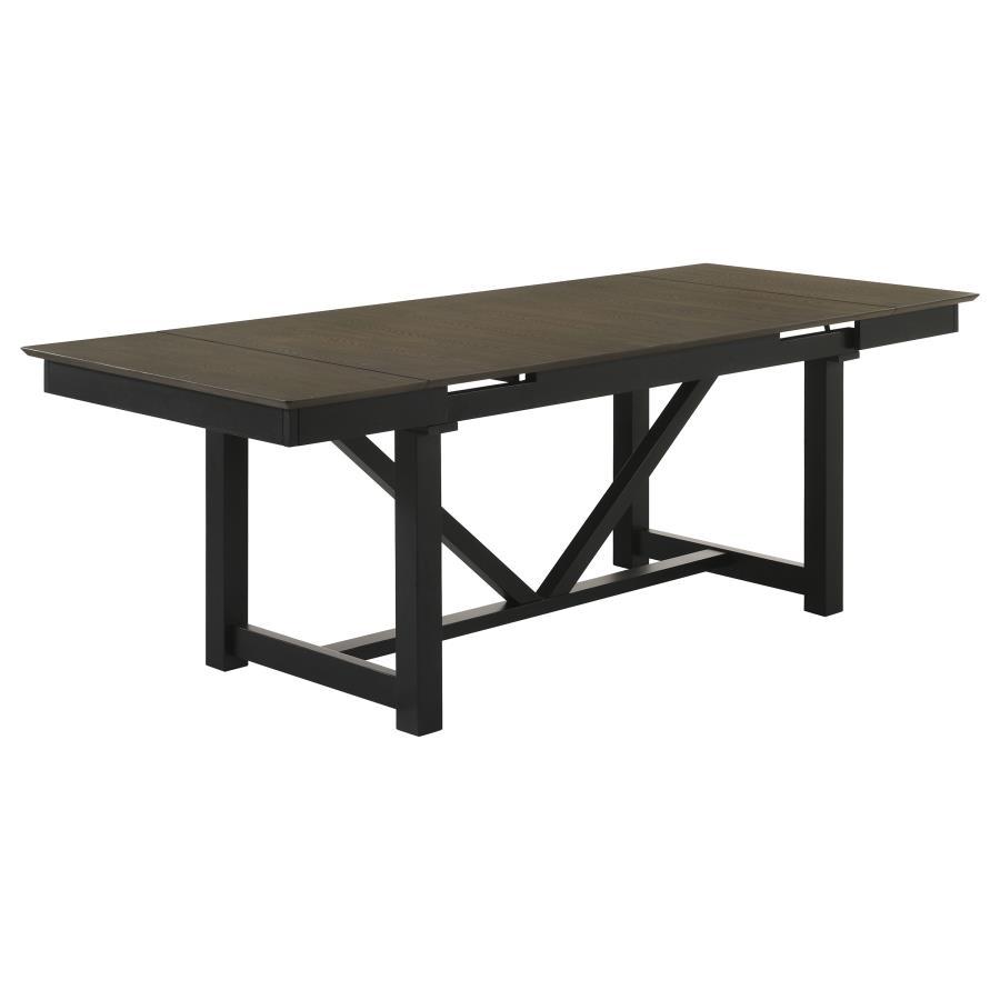 Malia - Mesa de comedor rectangular con hoja extensible en refractario - Negro