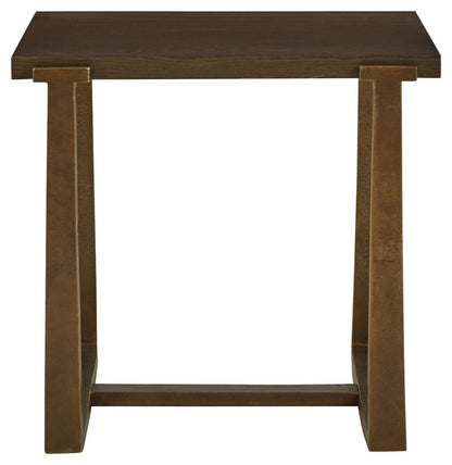 Balintmore - Brown / Gold Finish - Rectangular End Table