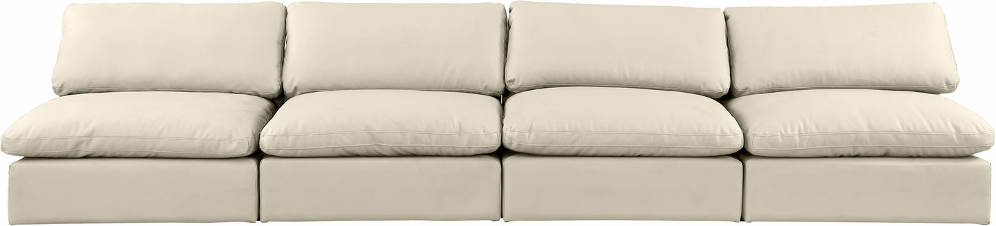 Comfy - Faux Leather Modular Armless Sofa 4 Seats