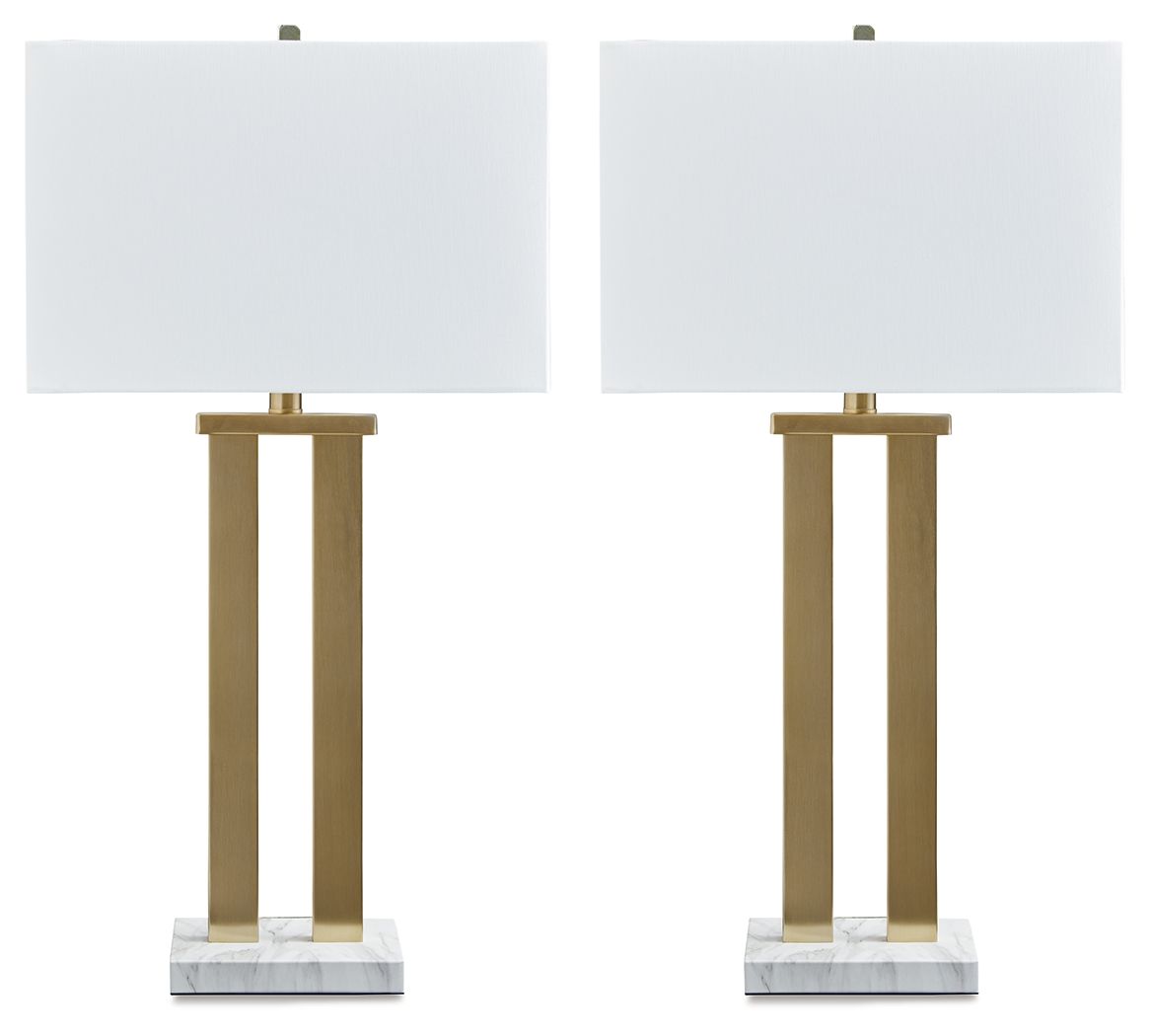 Coopermen - Gold Finish / White - Metal Table Lamp (Set of 2)