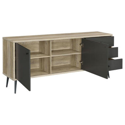 Maeve - Gabinete decorativo de madera de ingeniería de 2 puertas - Pino gris y antiguo