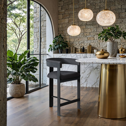 Romeo - Boucle Counter Stool With Black Base (Set of 2)