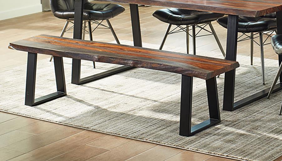 Ditman - Banco de comedor Live Edge - Sheesham gris y negro