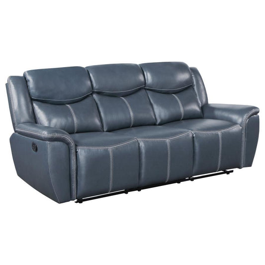 Sloane - Upholstered Padded Arm Reclining Sofa - Blue