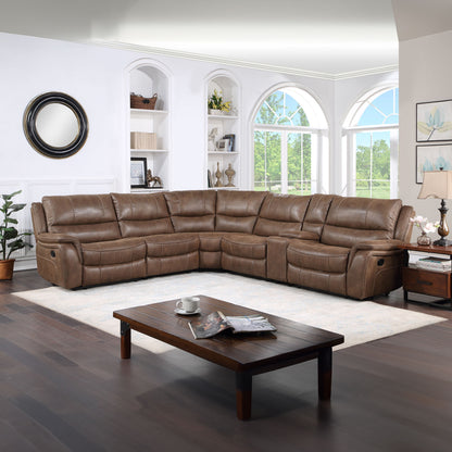 Lehi - 6 Piece Manual Reclining Sectional - Dark Brown