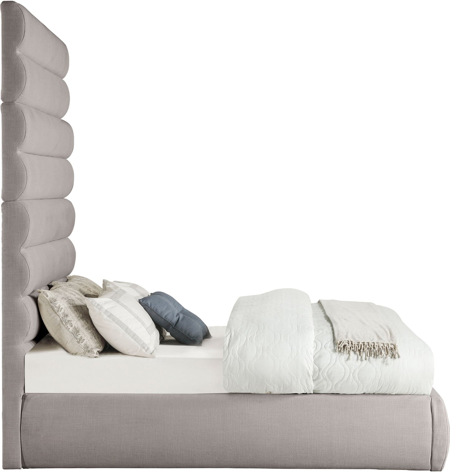 Adam - Linen Fabric Bed With 89" Headboard