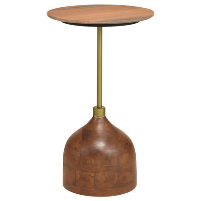 Colima - Round Wood Top Accent Side Table - Peach