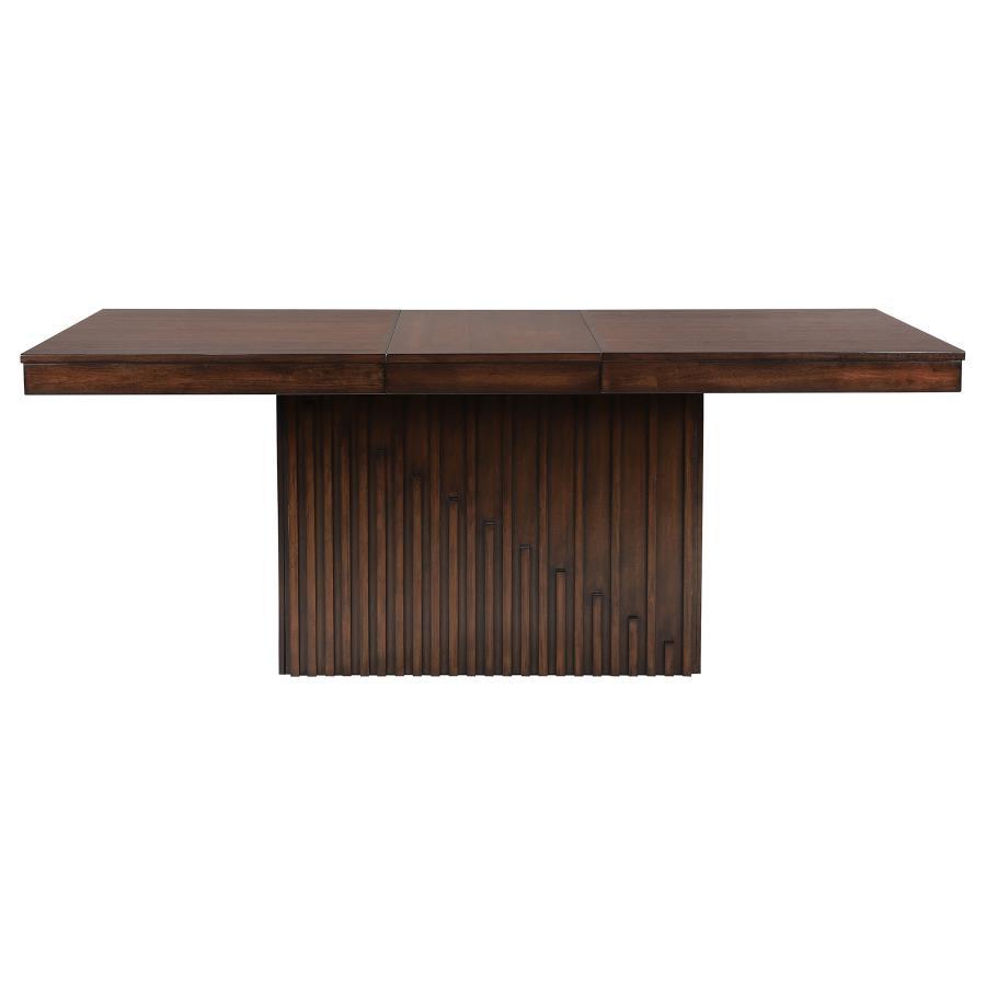 Briarwood - Mesa de comedor rectangular con hoja extensible extraíble de 18" - Roble mango