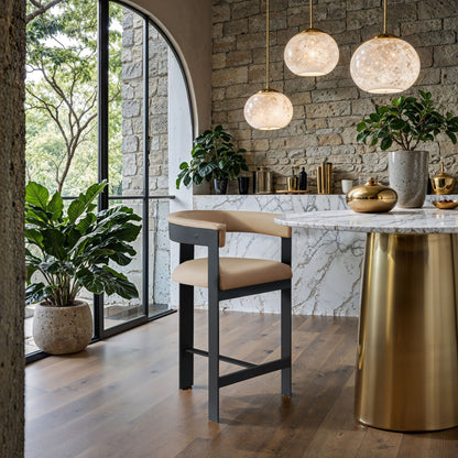 Romeo - Faux Leather Counter Stool With Black Base (Set of 2)