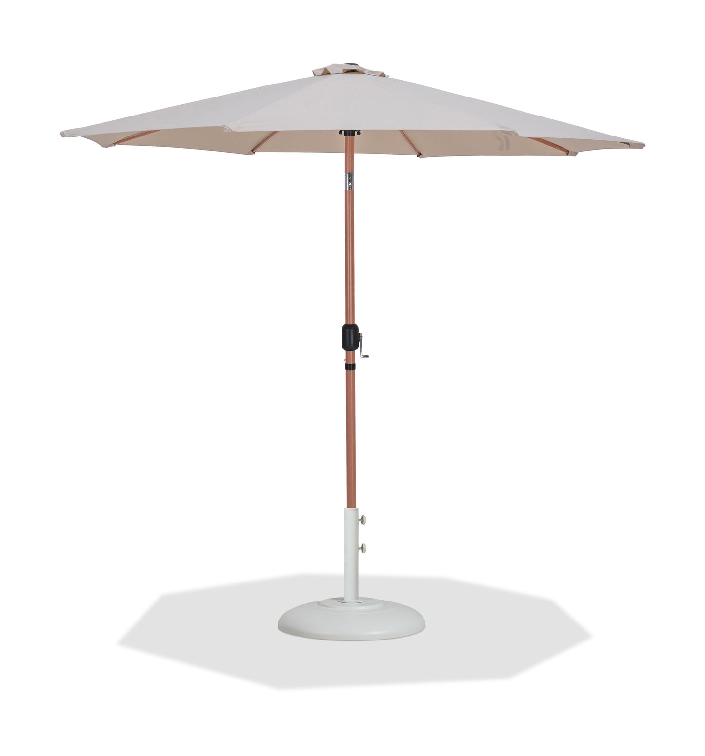 Fiji - Aluminum Patio Umbrella With Round White And Teak Base