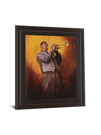 Trumpet Player - Framed Print Wall Art - Light Brown