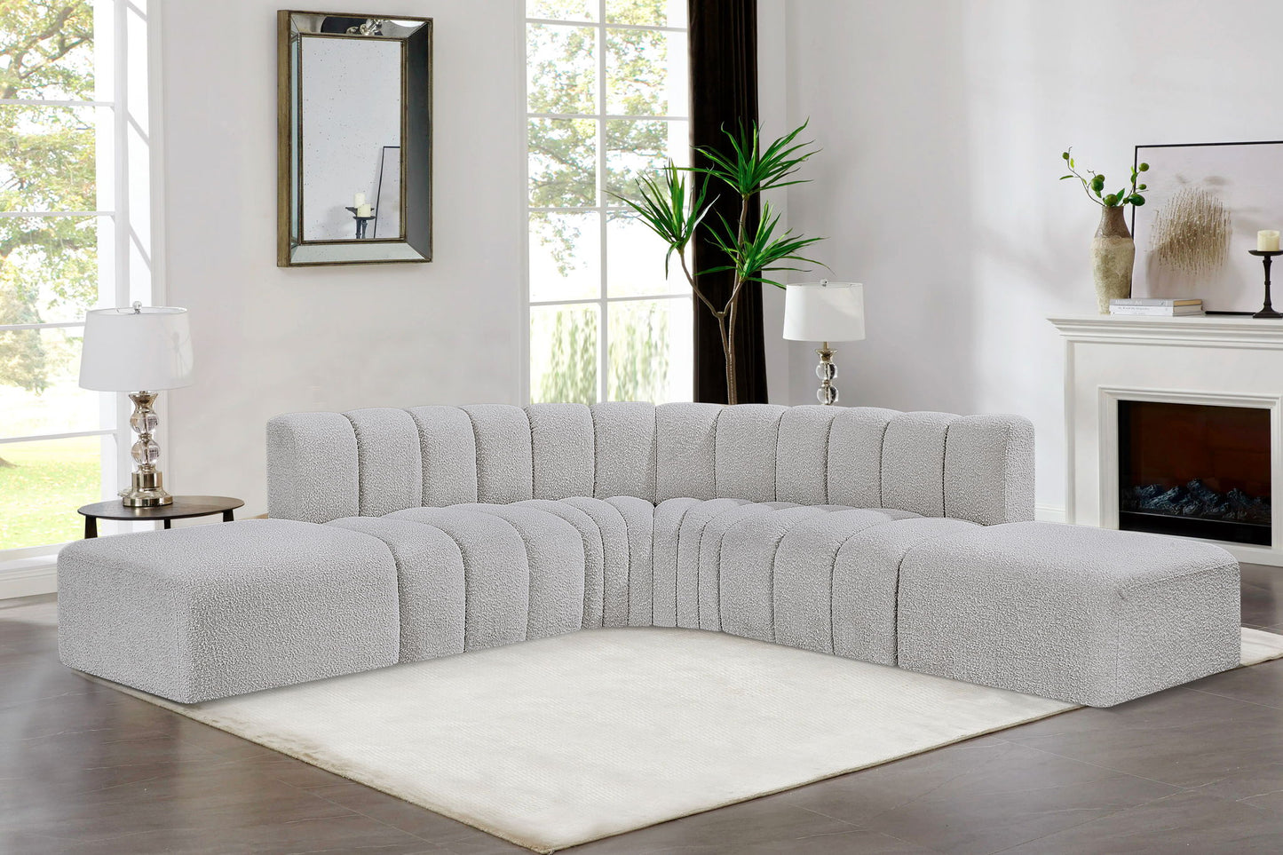 Arc - Boucle Fabric 6 Piece Corner Modular Sofa