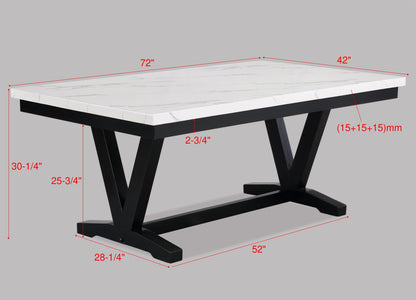 Tanner - Dining Table, Faux Carrara Marble - White / Black