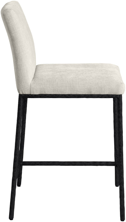 Reeves - Chenille Fabric Upholstered Counter Stool (Set of 2) - Black Base