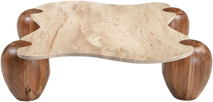 Liona - Marble And Acacia Wood Coffee Table