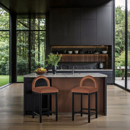 Conrad - Velvet Counter Stool With Black Legs