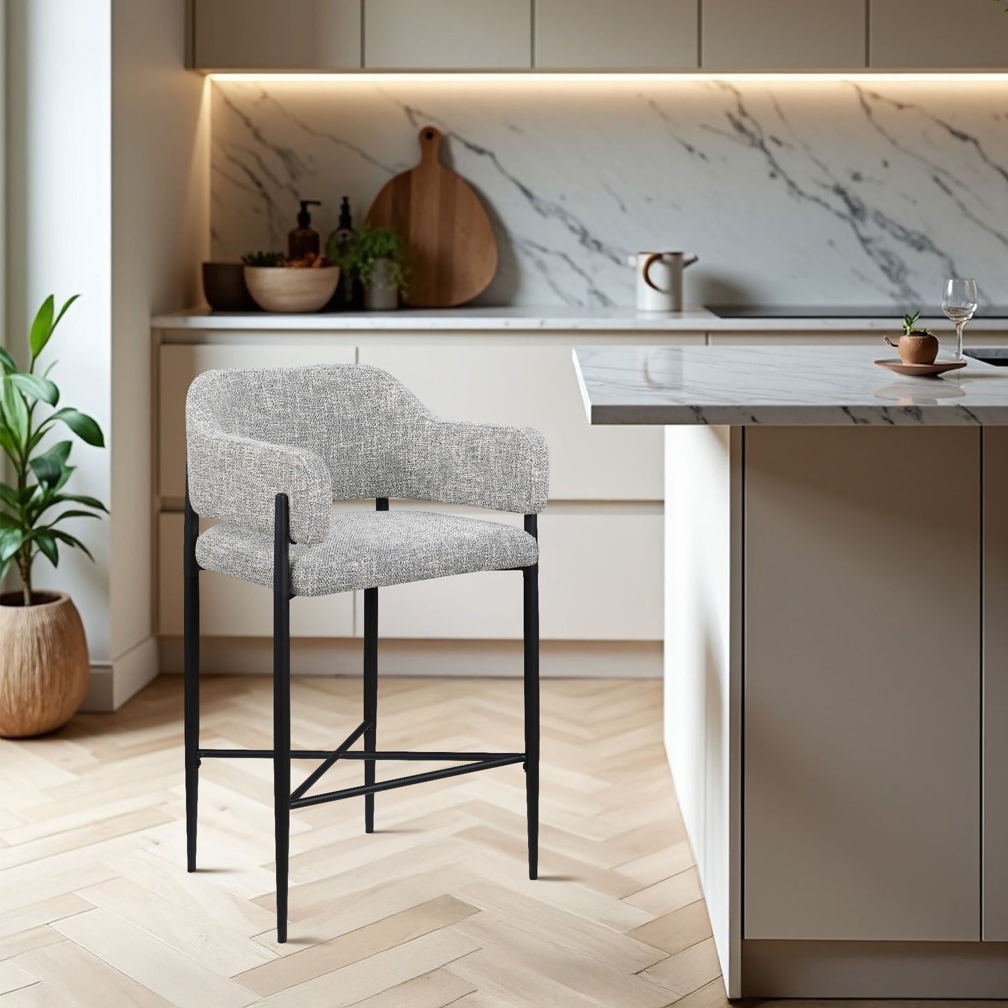 Dame - Fabric Upholstered Counter Stool (Set of 2)