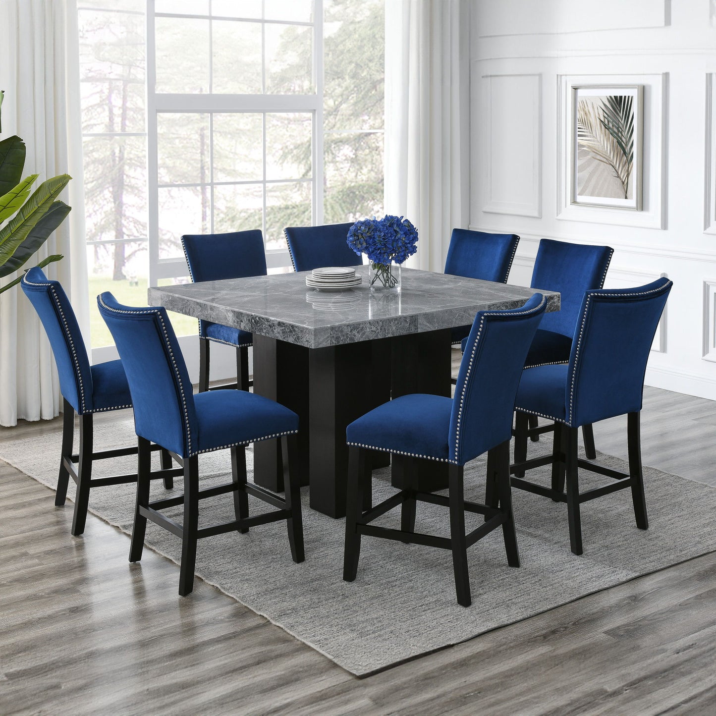 Camila - Square Counter Dining Set - Gray Top