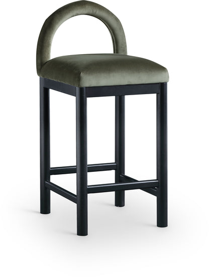 Conrad - Velvet Counter Stool With Black Legs