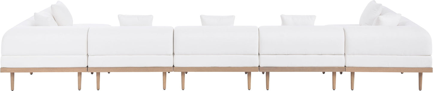 Laguna - 7 Piece Resilient Water Resistant Fabric 142" Upholstered Outdoor Patio Modular Sectional