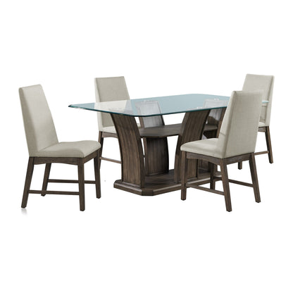 Dapper - Juego de comedor rectangular de altura estándar de 5 piezas, mesa y cuatro sillas - Nogal