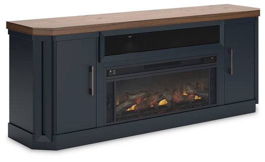 Landocken - Bicolor - Mueble TV 83" Con Chimenea Eléctrica