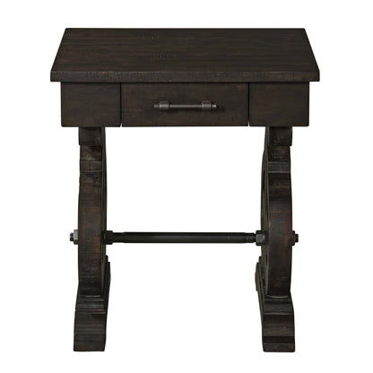Stone - Mesa Auxiliar Con Silla Con Base De Pu - Nogal Oscuro