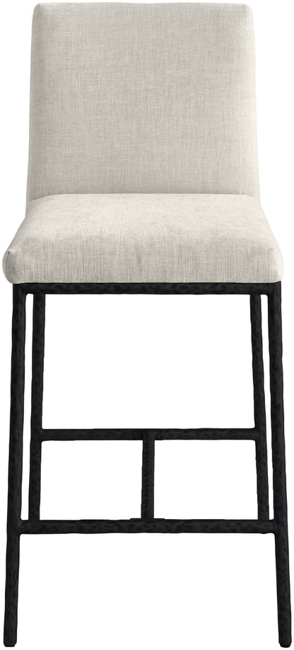 Reeves - Chenille Fabric Upholstered Counter Stool (Set of 2) - Black Base