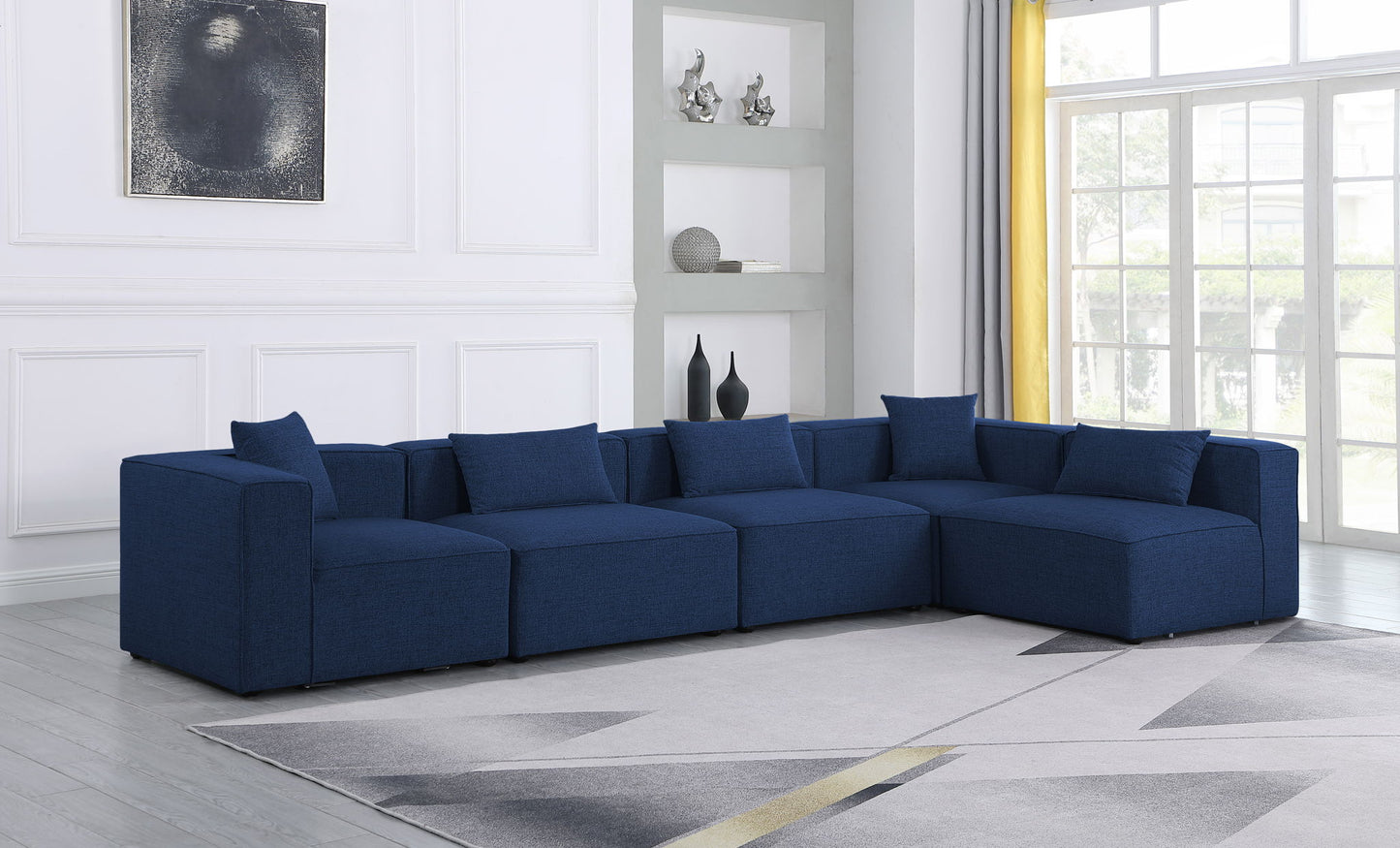 Cube - Linen 5 Piece Modular Sectional