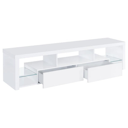Jude - Mueble para TV de 71" con 2 cajones y estantes - Blanco brillante
