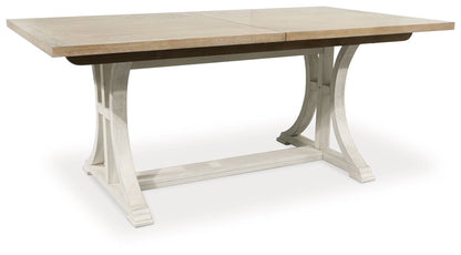 Shaybrock - Blanco antiguo / Marrón - Mesa extensible rectangular para comedor