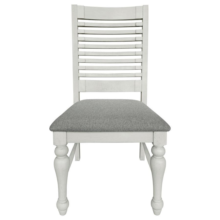 Aventine - Silla auxiliar de comedor con respaldo de escalera y asiento tapizado vintage (juego de 2) - Tiza y gris