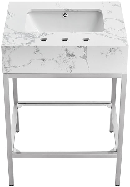 Marmo - Engineered Marble Bathroom Vanity With Chrome Base
