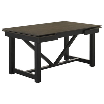 Malia - Mesa de comedor rectangular con hoja extensible en refractario - Negro