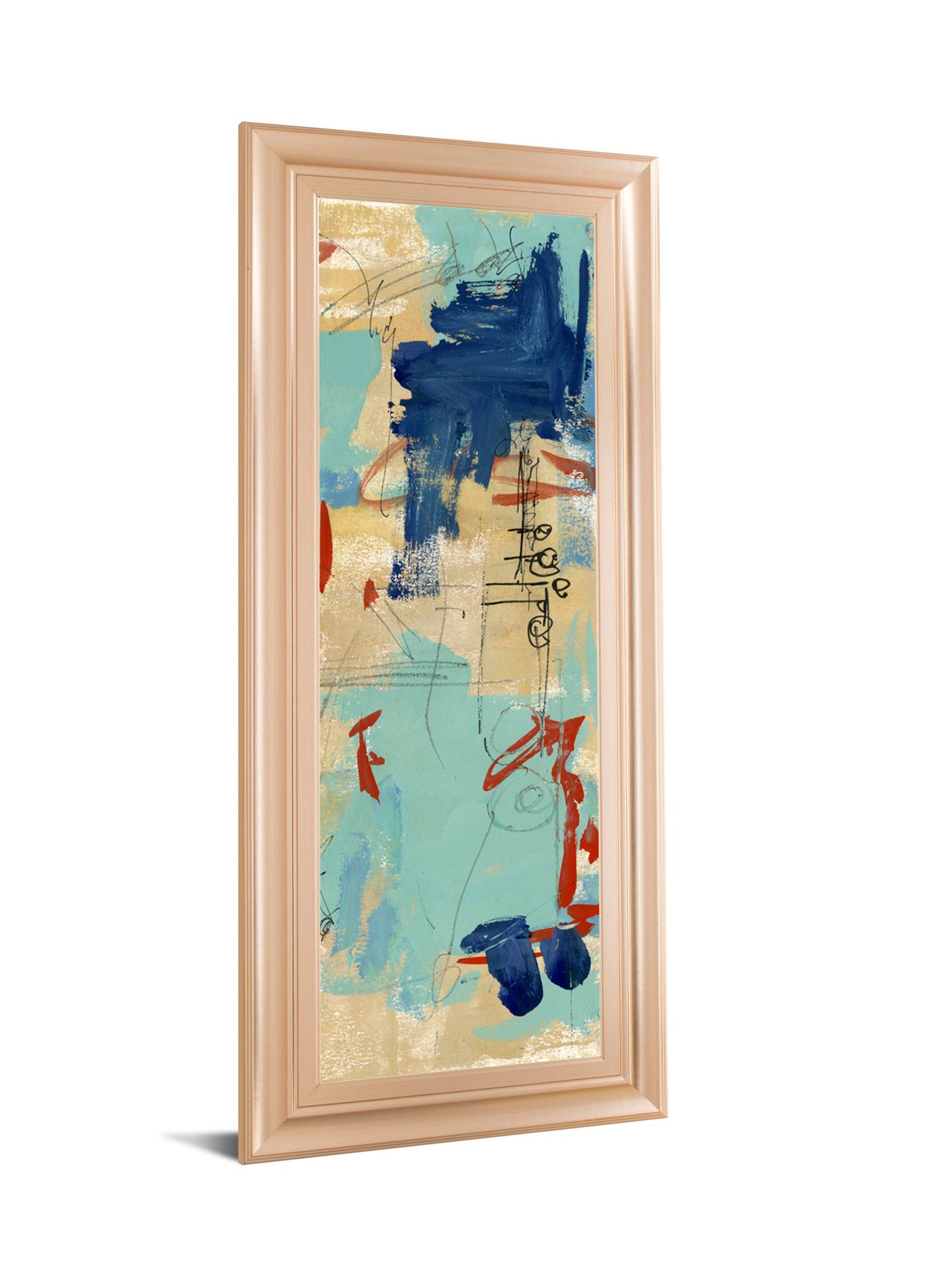 Composition 4a By Melissa Wang - Framed Print Wall Art - Light Blue