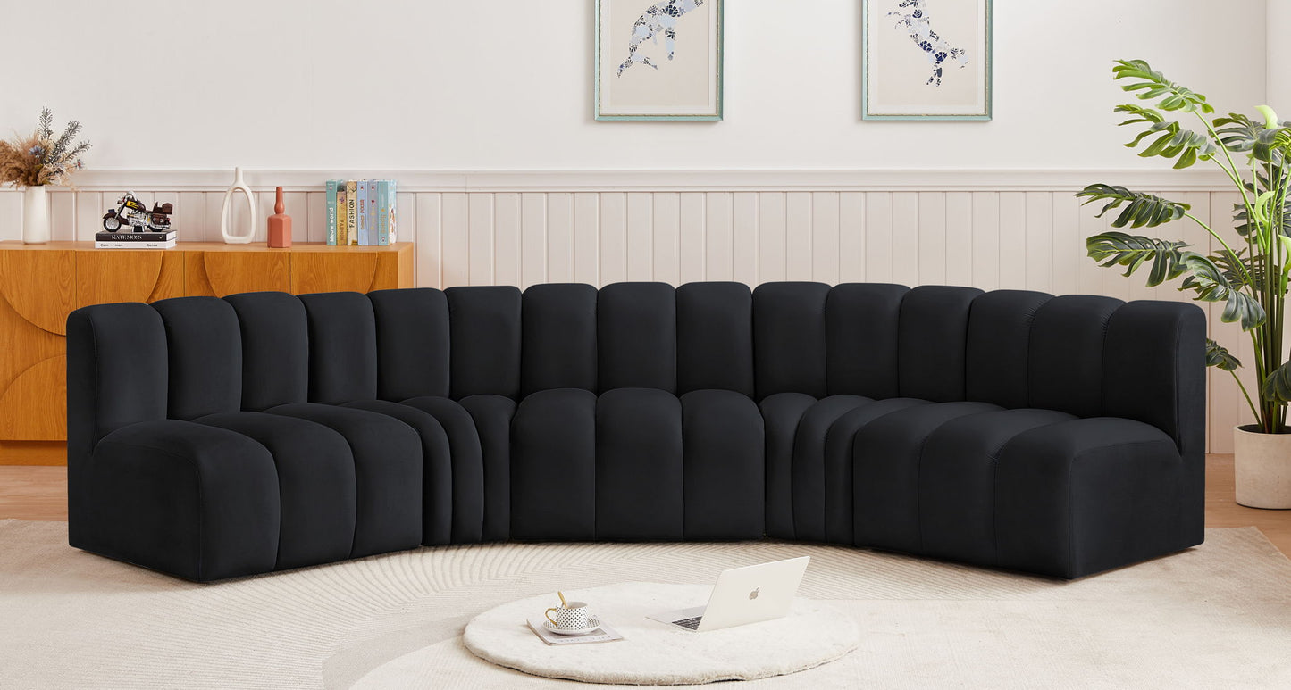 Arc - Velvet 5 Piece U-Shaped Modular Sofa