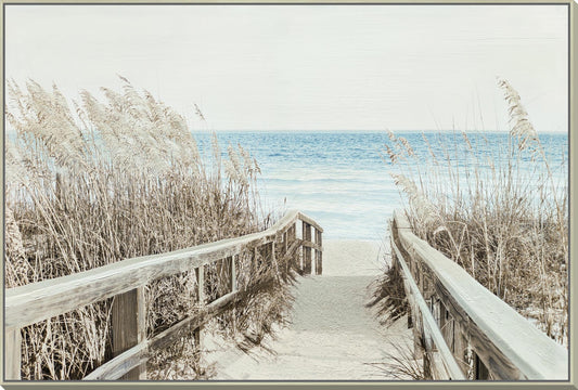 Hand Painted Textured Canvas In Frame 47x32 - Beige