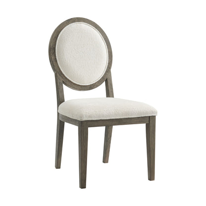 Versailles - Silla de comedor contemporánea con respaldo redondo y Boucle (juego de 2) - Blanco / Gris