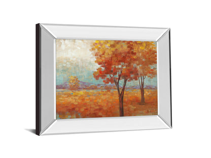Distant Mountain Il By Nan - Mirror Framed Print Wall Art - Orange