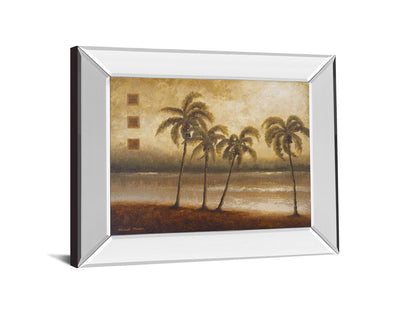 Tropical Escape I By Michael Marcon - Mirror Framed Print Wall Art - Light Brown