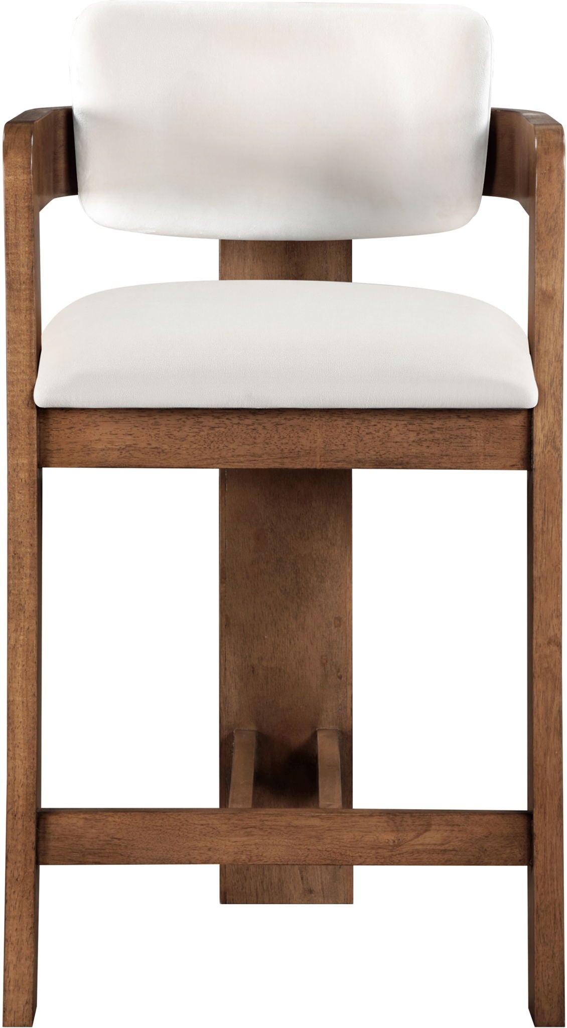 Sacha - Velvet Stool With Brown Base