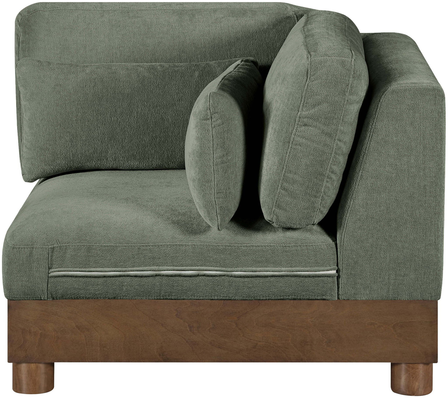 Turin - Chenille Fabric Upholstered Modular Corner Chair - Walnut Base