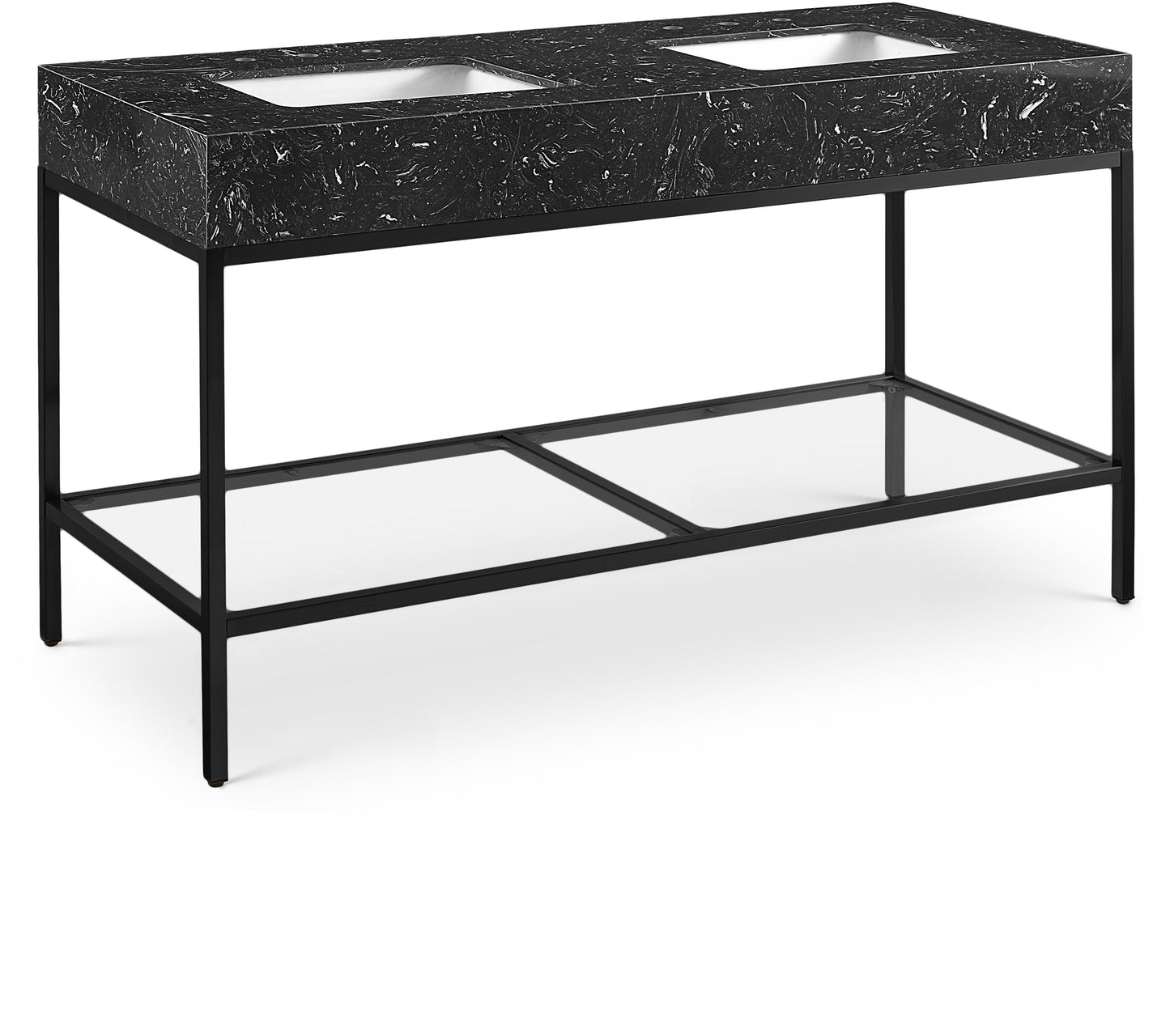 Marmo - Engineered Marble Bathroom Vanity With Black Base