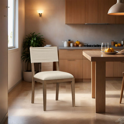 Avon - Linen Textured Performance Fabric Upholstered Dining Side Chair (Set of 2)