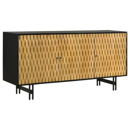 Aminah - 3 Door Wood Accent Cabinet - Natural And Black