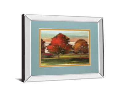 Tress In Motion By Alison Pearce - Mirror Framed Print Wall Art - Light Blue