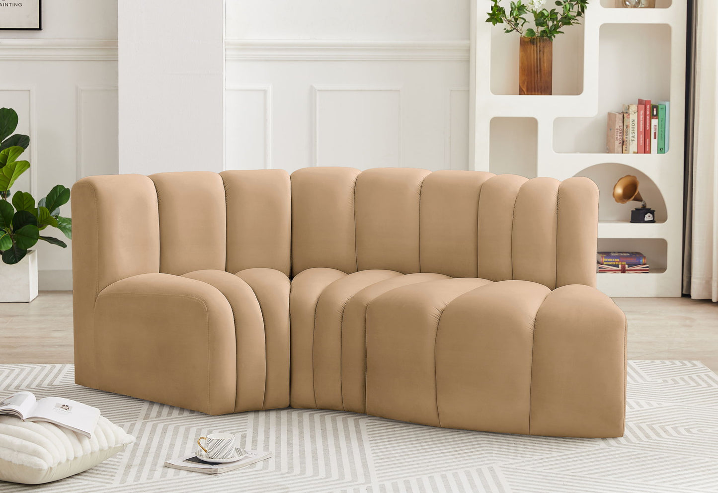 Arc - Velvet 3 Piece Modular L-Shaped Sofa