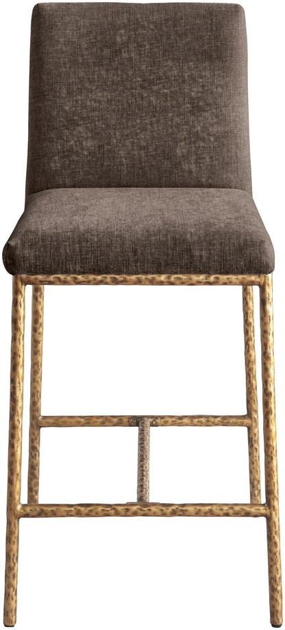 Reeves - Chenille Fabric Upholstered Counter Stool (Set of 2) - Gold Base